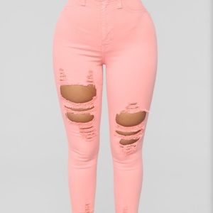 Fashion nova jeans ! Light pink/coral size 1